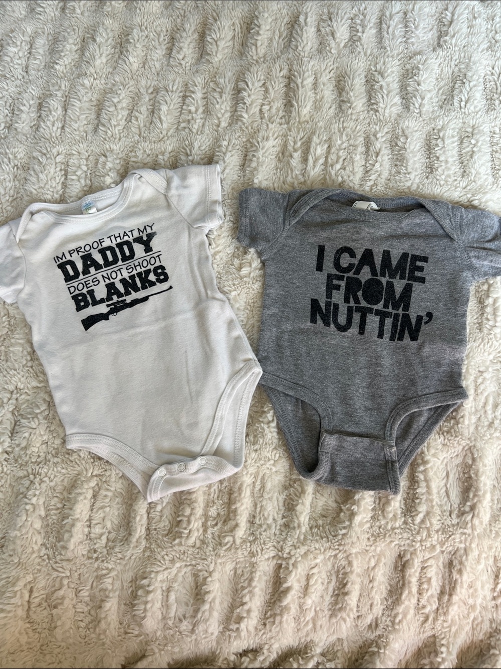 Baby Essentials | White and Gray Funny Graphic One-Piece Bodysuits - Set of 2